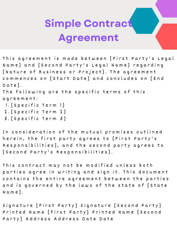 Simple Contract Agreement Template
